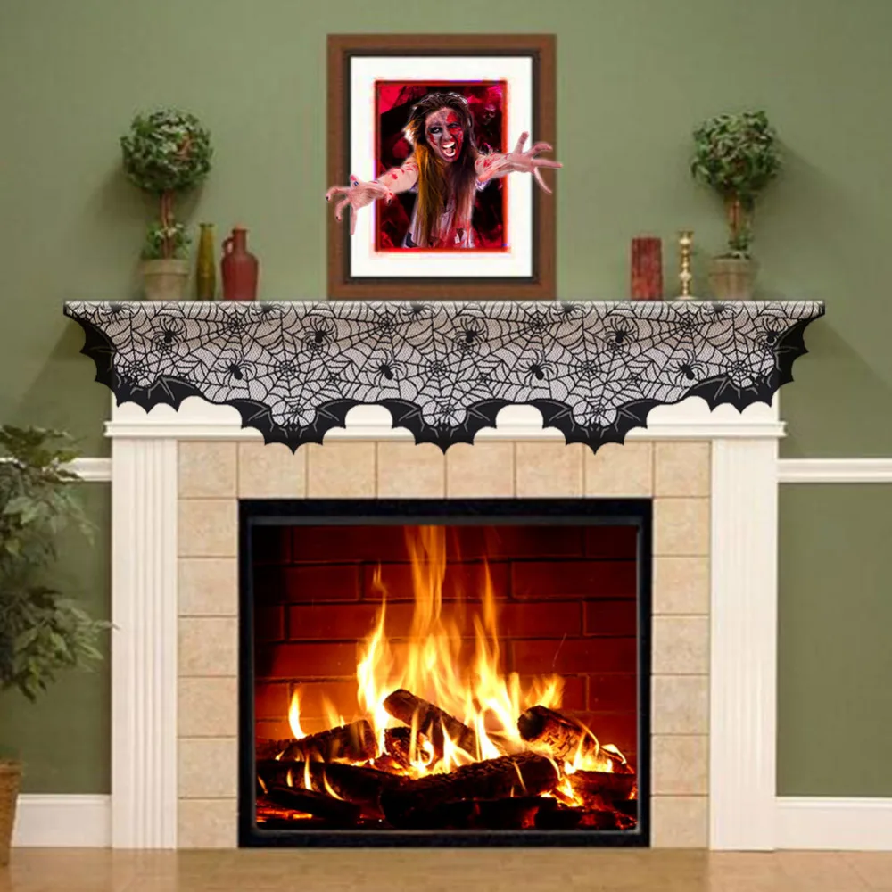 Buy Halloween Lace Fireplace Mantle Cover 50*200cm