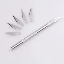 Нескользящий металлический нож для скальпеля набор инструментов Резак гравировальные ремесленные ножи+ 5 шт. лезвие мобильного телефона PCB DIY ремонт ручные инструменты