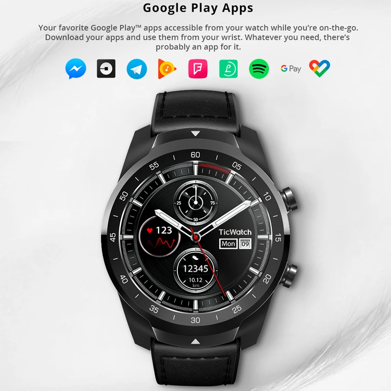 Global Ticwatch PRO Android носить NFC Google Pay gps Смарт часы IP68 Водонепроницаемый AMOLED дисплей smartwatchs для мужчин