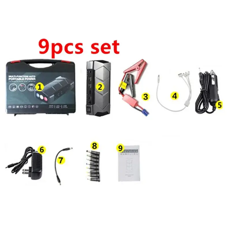 GSPSCN Car Jump Starter 68800 mah 12V Portable Toolbox Engine Booster Emergency Power Bank Booster With flashlight and Hammer