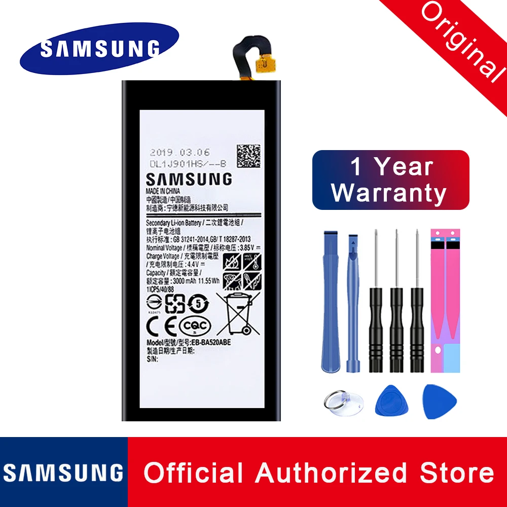 

100% Original Replacement Battery EB-BA520ABE For Samsung GALAXY A5 2017 A520F SM-A520F 2017 Edition Phone Batteria 3000mAh Tool