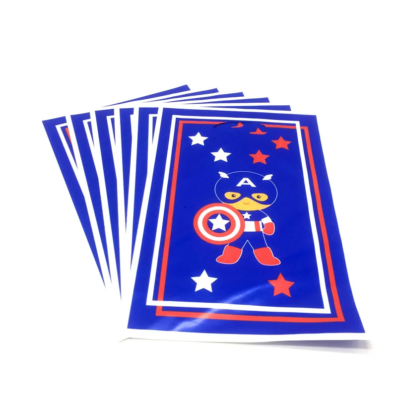 

Captain America Theme 6pcs/lot Plastic Gift Bags Children Birthday Party Loot Bag Supplies Marvel Theme Snack Bag Decoration