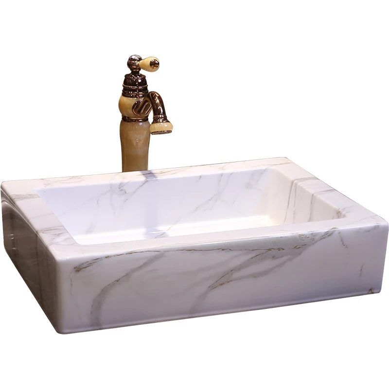 Прямоугольный Европейский Винтажный стиль Керамическая Раковина шланг для ванной комнаты Топ Ванная комната раковина умывальник серого цвета
