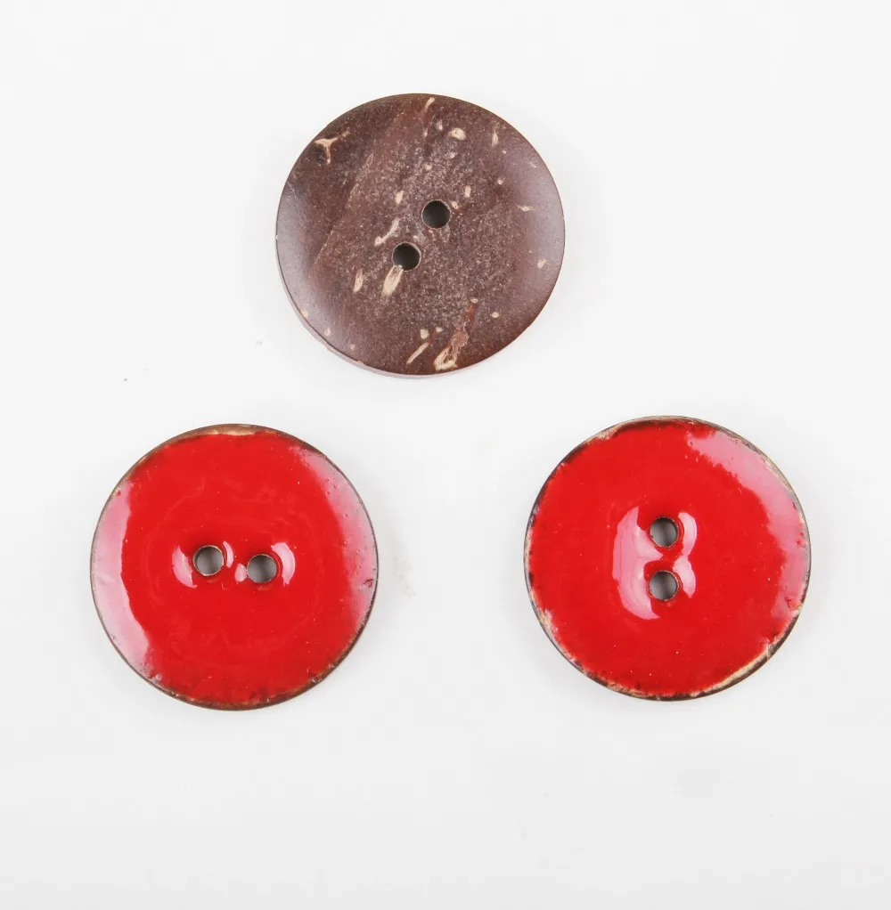 

20 PCS Red Blue and Pink Round Sewing Coconut Shell Buttons Scrapbooking 2-Holes 25mm Dia XP400