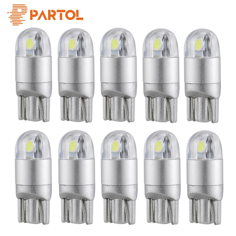 Partol Car Styling 10Pcs T10 Turn Signal Lights T10 W5W 194 LED Light Bulbs Backup Reverse Light