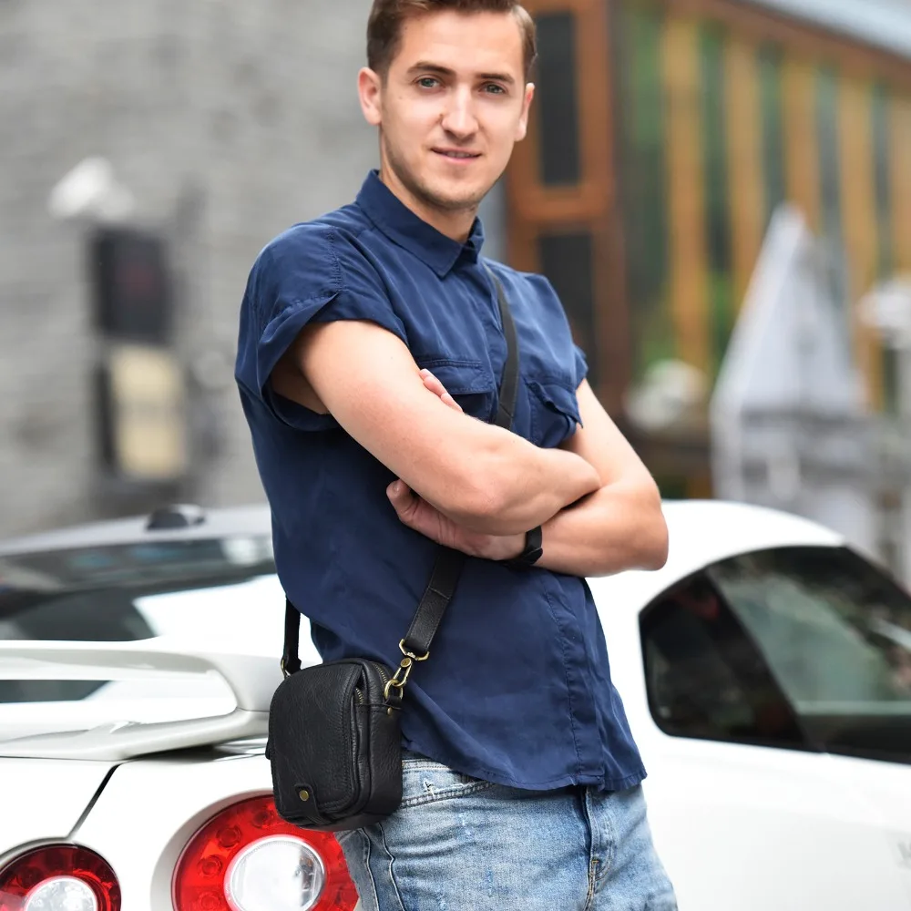 AETOO Leather Messenger Bag casual vintage Leather Phone Pocket Shoulder Bag Mini Men's Soft Leather Small Bag