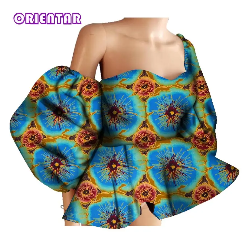 Fashion Women Blouse African Wax Print One shoulder Top Shirts for Women Bazin Riche African Style Clothing WY3397 african culture clothing