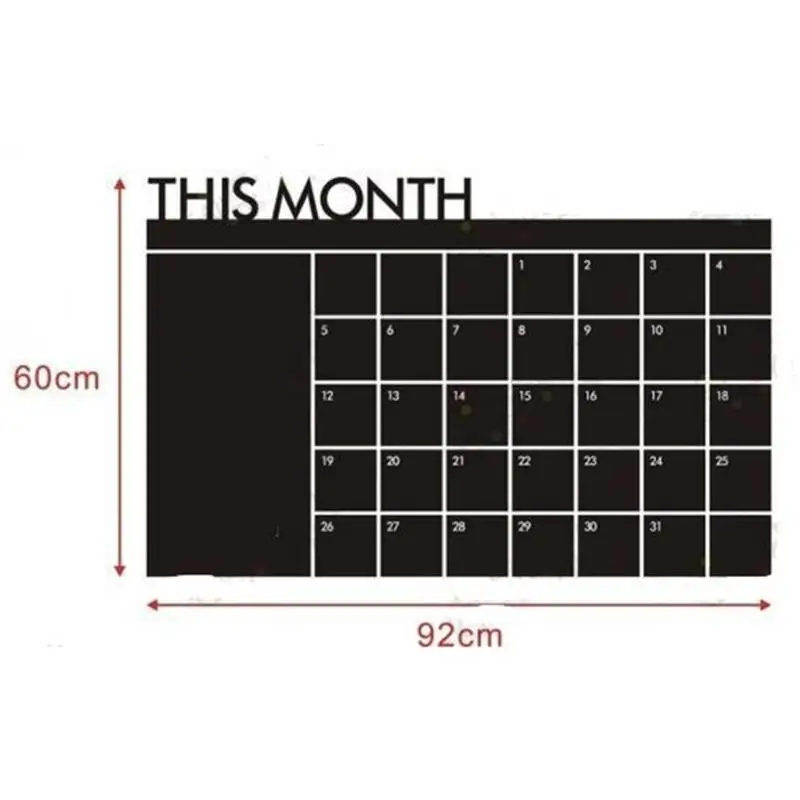 92*60 см месяц календарь доске Доске Съемный планировщик черные настенные наклейки доска Офис школа винил наклейки принадлежности