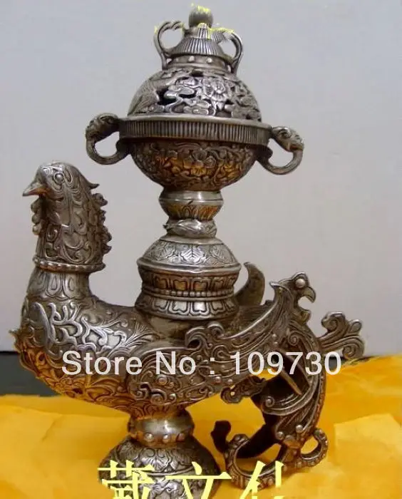 

ship dh0072 China Phoenix statues bronze incense burner holder