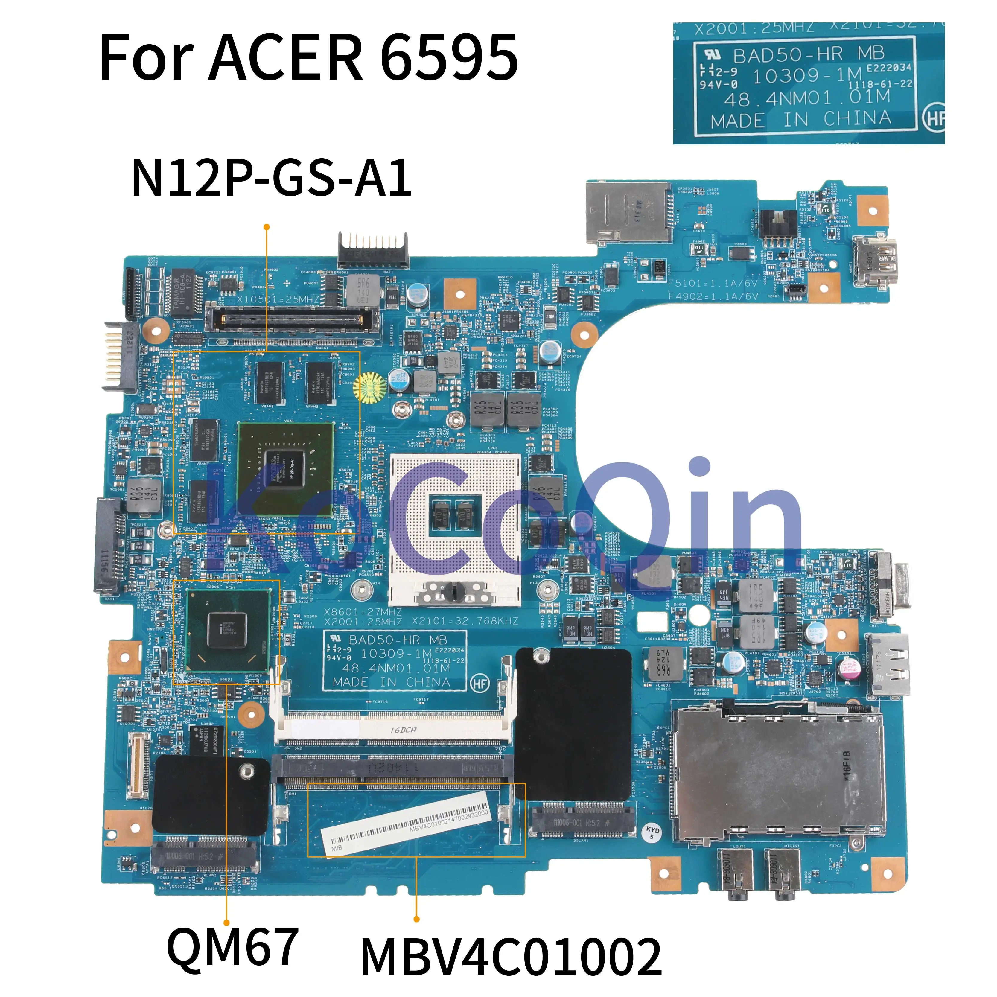 Материнская плата KoCoQin для ноутбука ACER 8573 8573T 6595T материнская MBV4C01002 BAD50 HR MB 10309 1M 48