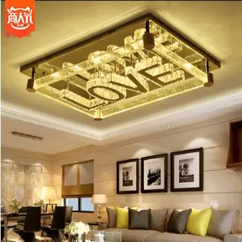 

Crystal lamp living room lamp rectangular simple modern hall ceiling lamp luxury bubble column three-color dimming lighting