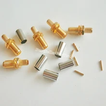 10 шт. SMA разъем Jack переборки обжимной для RG58 LMR195 RG142 кабель Goldplated ptfe