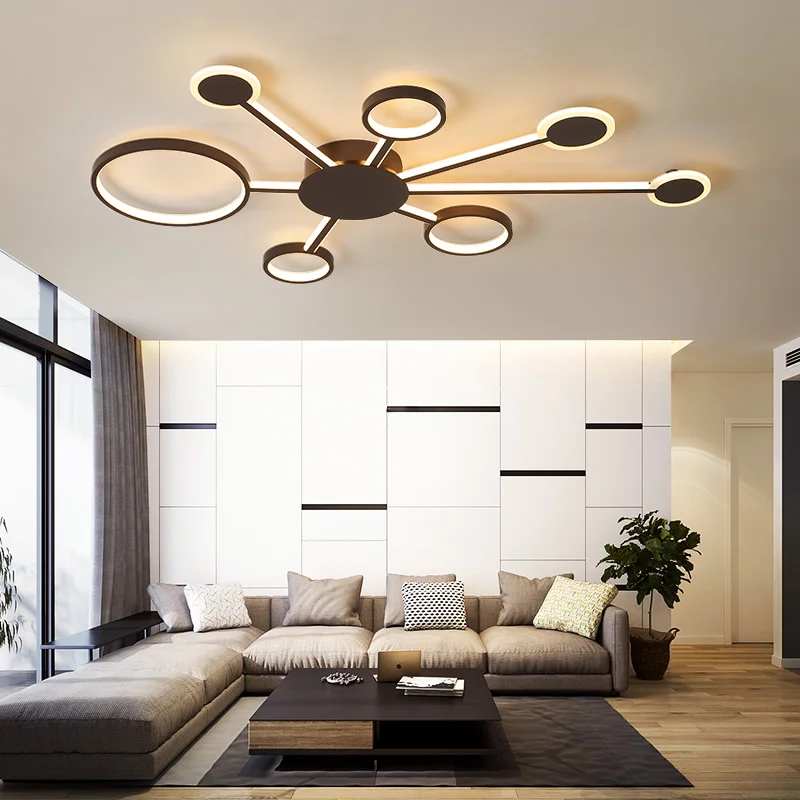 NEO Gleam, дизайн, современные светодиодные потолочные лампы для гостиной, спальни, кабинета, дома, кофейного цвета, готовая потолочная лампа