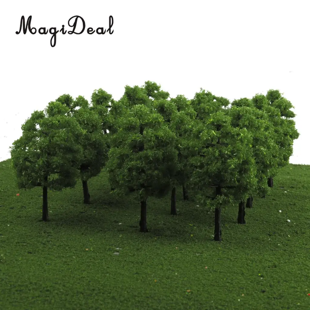20Pcs/Pack 1:100 Scale Plastic Model Trees Train Railroad Railway Street Garden Park Scenery Layout Dark Green