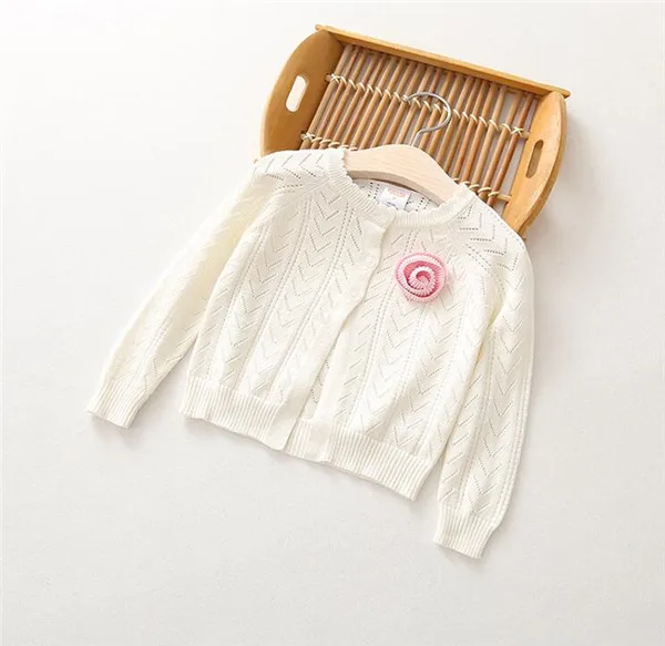 Rlyaeiz/Коллекция года; сезон весна-осень; тонкий свитер для маленьких девочек; вязаный кардиган; Повседневный Однотонный свитер с длинными рукавами и цветочным узором для девочек