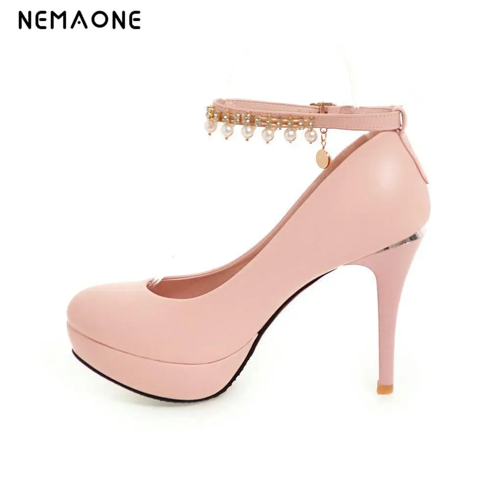 

NEMAONE 2017 Closed Round Toe women's pumps Sweet Platform pumps thin high heels the spring/Autumn shoes pumps size 34-43
