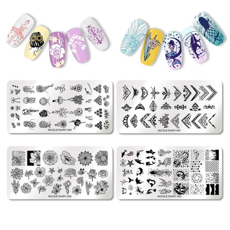 

NICOLE DIARY Nail Stamping Plate Mixed Patterns for DIY Nails Stainless Steel Nail Art Design Tool Nail Stencil Template