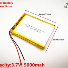 Good Qulity 3.7V,5000mAH 905575 Polymer lithium ion / Li-ion battery for tablet pc BANK,GPS,mp3,mp4