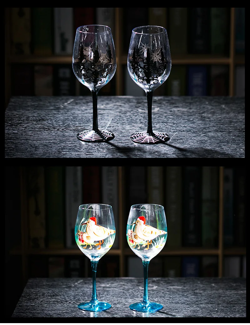 Verre à Vin De Noël : 465 Ml, Verres à Vin Peints à La Main à