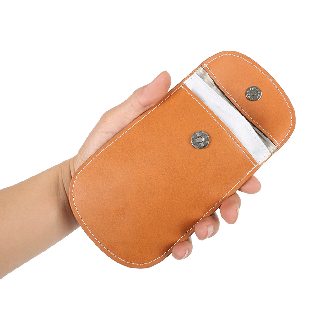 

ODOMY Leather Waterproof Car Keyless Signal Blocker Key Credit Card Phone Case Bag Interior Accessories Protector