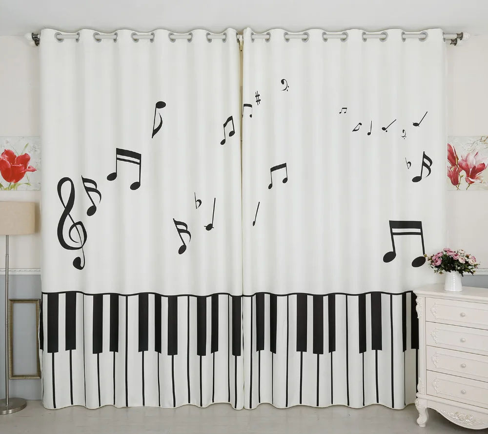3d затемненная занавеска s белая фортепианная клавиатура музыкальная заметка узор плотный бархат хлопок Декоративная занавеска для спальни для гостиной