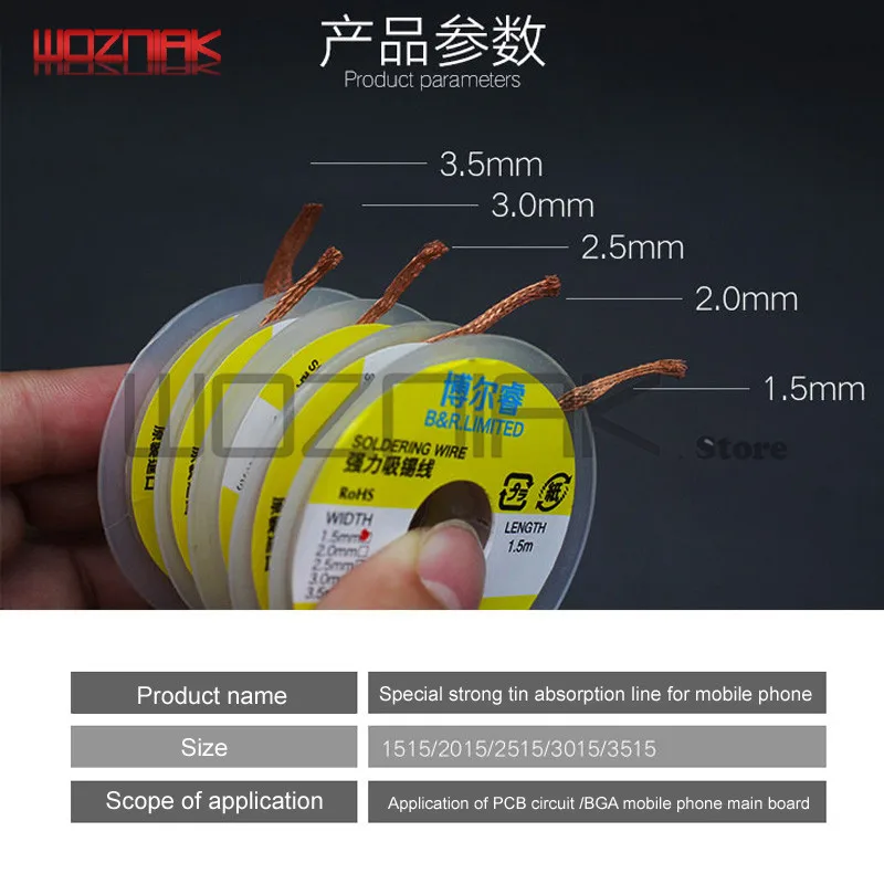

Major Cellphone Repairs For IPhone Strong Tin Absorption Band 1.5mm-3.5mm BGA Motherboard Chip Tin Plant Residue Cleaning Line