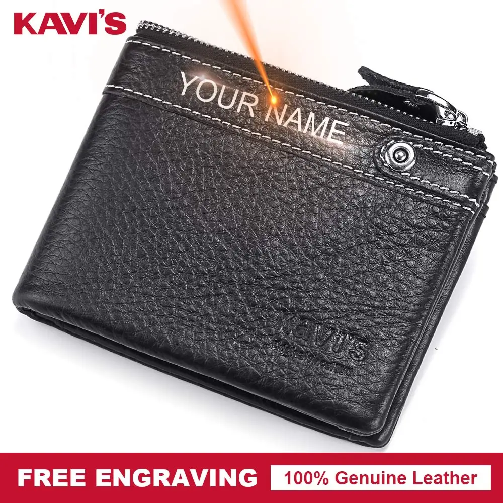 KAVIS из натуральной кожи кошелек Для мужчин короткие портмоне Portomonee Walet Мини