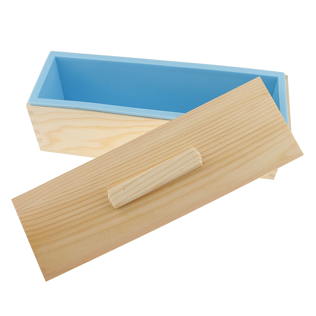 2 Pieces/set Soap Cutters Mold Cutting Tool with Wire Slicer + 1200ml Silicone Soap Loaf Mould with Wood Box Soap Making