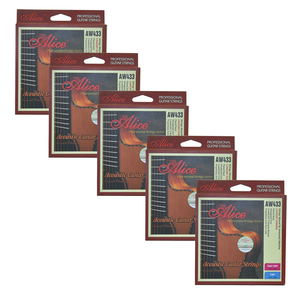 

5 Sets Alice AW433P-SL Acoustic Guitar Concert Strings Super Light Anti-rust