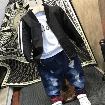 

Fashion Spring and Autumn Children's Wear Set Autumn New Boys Jacket + T-Shirt + Pants Three-Piece Children's Casual Clothes Set