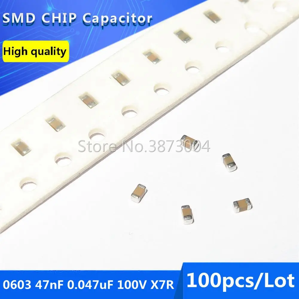 

100 шт. 0603 47 НФ 0,047 мкФ 100 в X7R 10% SMD чип конденсатор