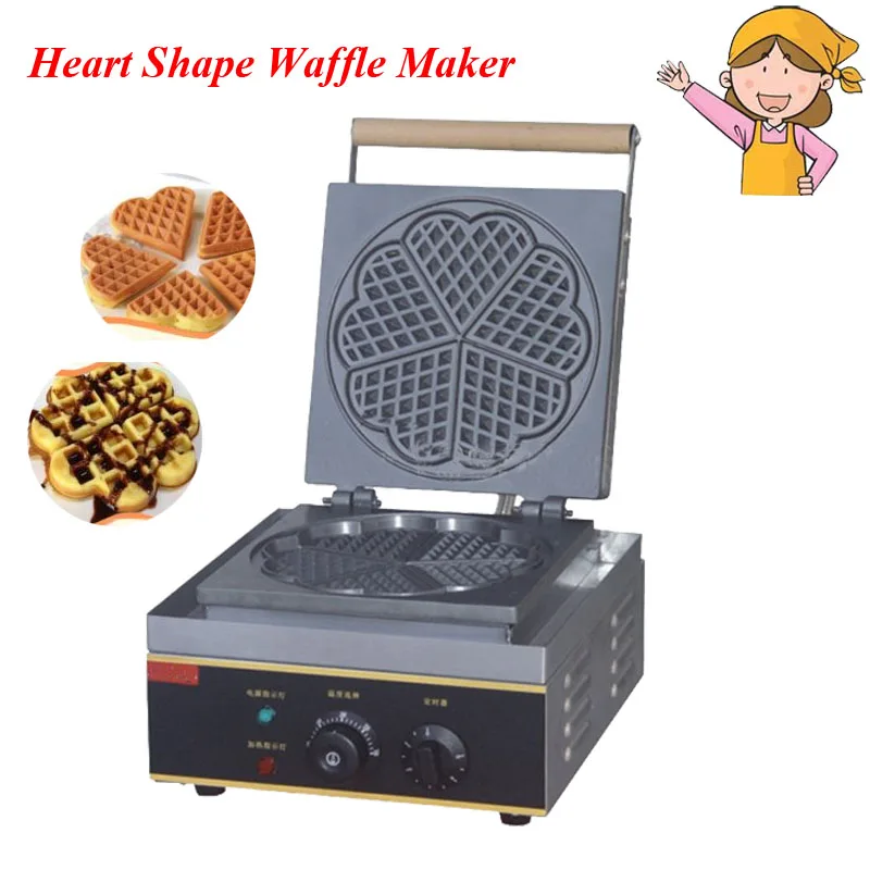 

1.4KW Electric Heart Shape Mould Waffle Maker Mini Plaid Cake Furnace Heating Machine FY-215