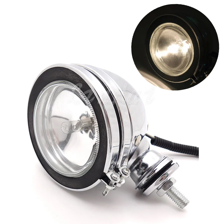 Zorbyz Motorcycle Chrome Retro Passing Driving Headlight Fog Light For