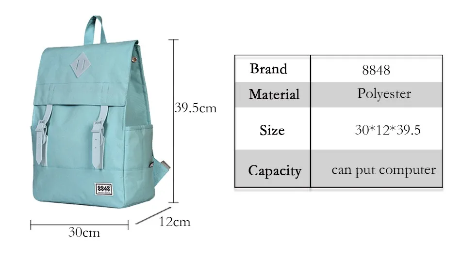 8848 Модные женские рюкзаки, Подростковый рюкзак, женские школьные сумки, синяя Холщовая Сумка на плечо, рюкзак для путешествий mochila 173-002-007