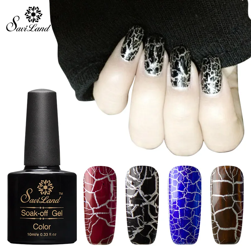

Saviland 10ml Semi Permanent Professional Cracking Nail Gel Varnish Soak Off UV Led 12 Colors Crackle Gel Lacquer