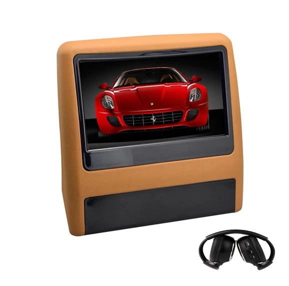 9 дюймов Автомобильный подголовник монитор видео dvd-плеер с USB/SD 800*480 ЖК-экран заднего сиденья Displayer IR/FM передатчик пульт дистанционного управления - Цвет: Brown With Headphone