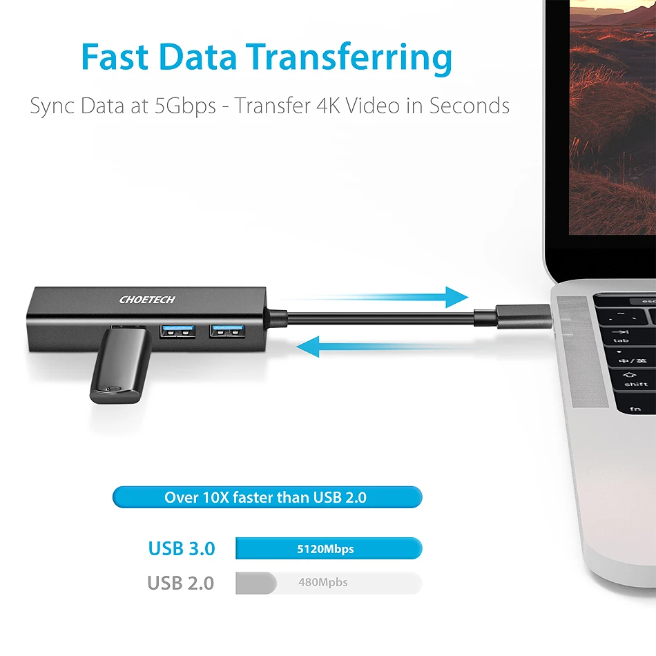 Choetech кабель-Переходник Usb C на Gigabit Ethernet адаптер Rj45 Порты и разъёмы и 3-Порты и разъёмы Usb 3,0 Порты и разъёмы для // Macbook/Surface Book 2