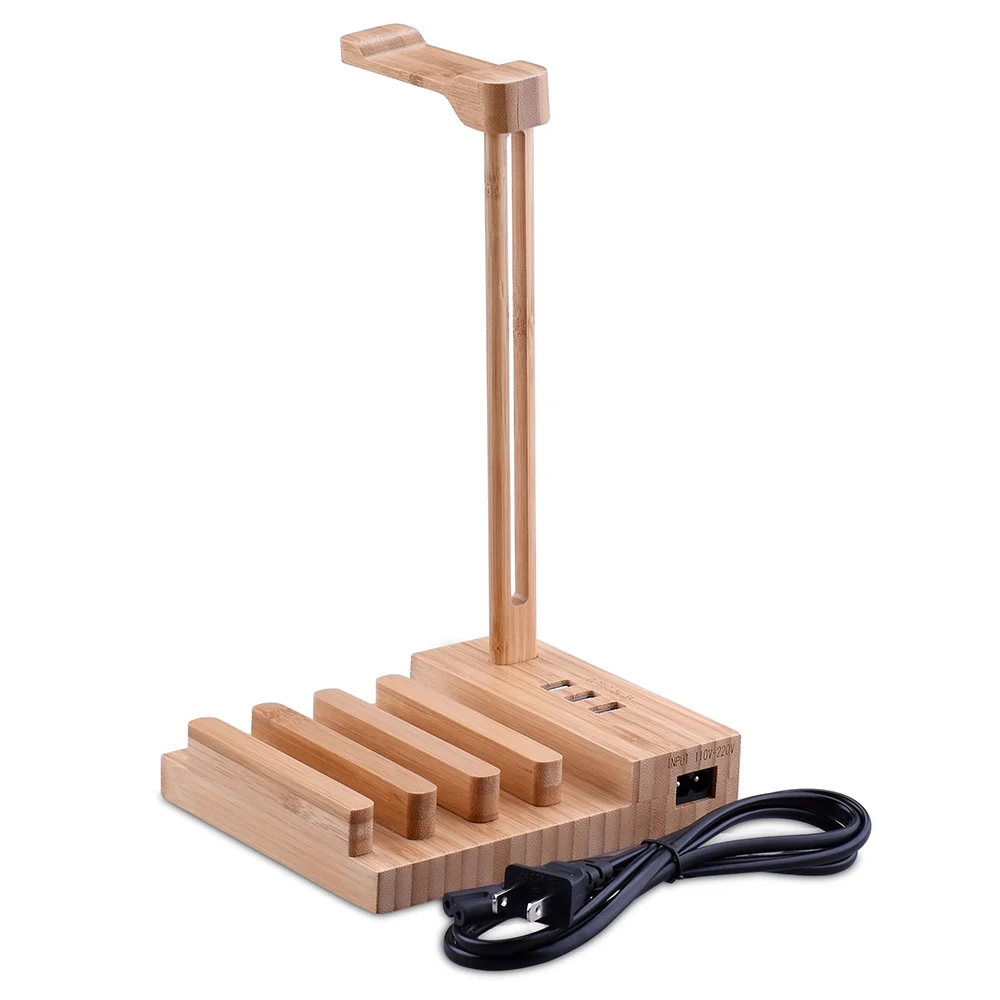 2019 Newest Wooden fashionable Headphone Stand Universal Charging Earphone Hanger Holder