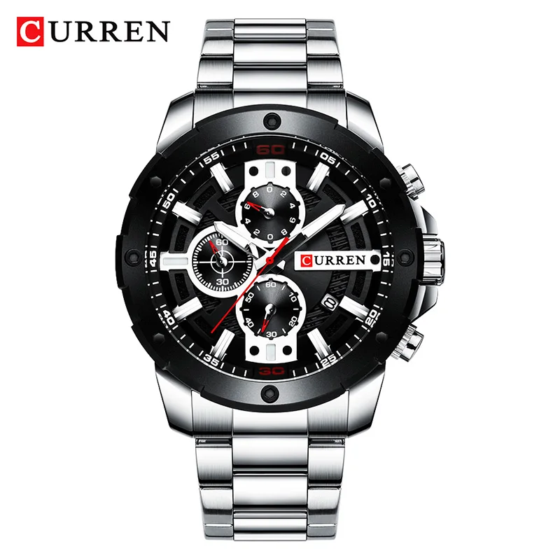 CURREN серебряные часы для мужчин Curren мужские Relogio Masculino De Luxo лучший бренд роскошные