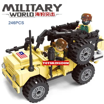 

Modern military land navy Seals rover XD batisbricks building block ww2 United States army figures jeep bricks toys