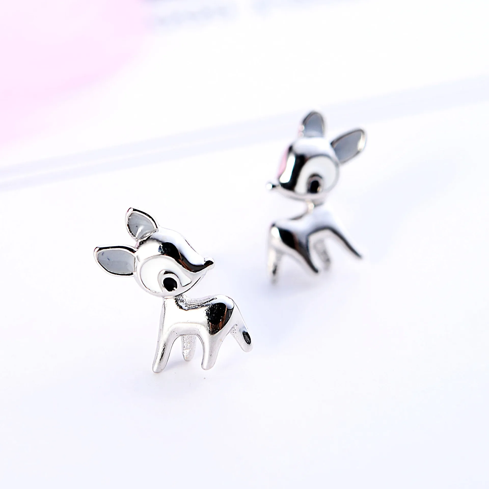 cute deer fawn drop glaze earring 100% 925 Sterling silver Jewelry fashion Hypoallergenic Stud earrings for women girl gift
