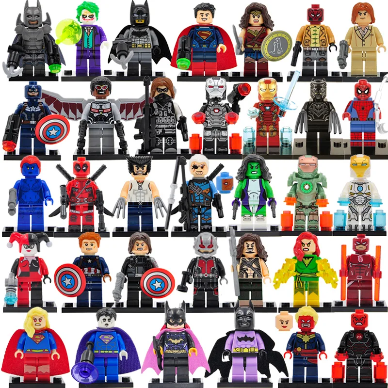 

Legoingly 34pcs/lot DC Marvel Super Hero Figures 200+ Avengers Building Blocks Set Batman Spider Man Thor Educational Toys