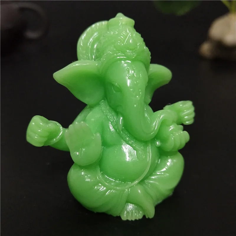 Glowing Man-made Jade Stone Ganesha Buddha Statue Ornaments Elephant God Sculpture Garden Figurines Home Decoration accessories Glowing Man-made Jade Stone Ganesha Buddha Statue Ornaments Elephant God Sculpture Garden Figurines Home Decoration accessories