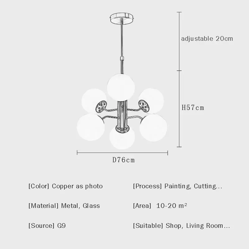 Светодиодная люстра, скандинавский декор, Домашний Светильник, современная кухонная лампа для гостиной, светильник из белого стекла, медный блеск G9, лампа