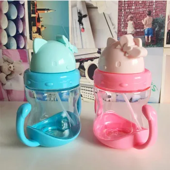 

350mL Baby's Learning Drinking Water Bottles Feeding Sippy Cups With Handles and Straw Newborns Kids Cute Cartoon Leakproof Cup