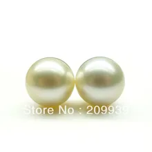 Hj 00109 высокий блеск! Крем! Ааа пара круглый 10.7 мм свободно южного моря жемчужные! Diy серьги
