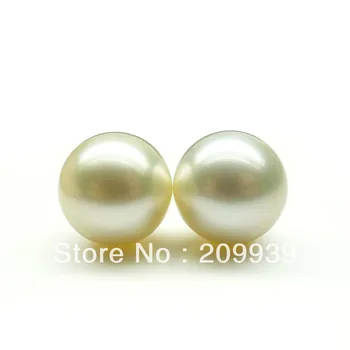 

hj 00109 HIGH LUSTER!CREAM!AAA PAIR ROUND 10.7MM LOOSE SOUTH SEA PEARL!DIY EARRINGS