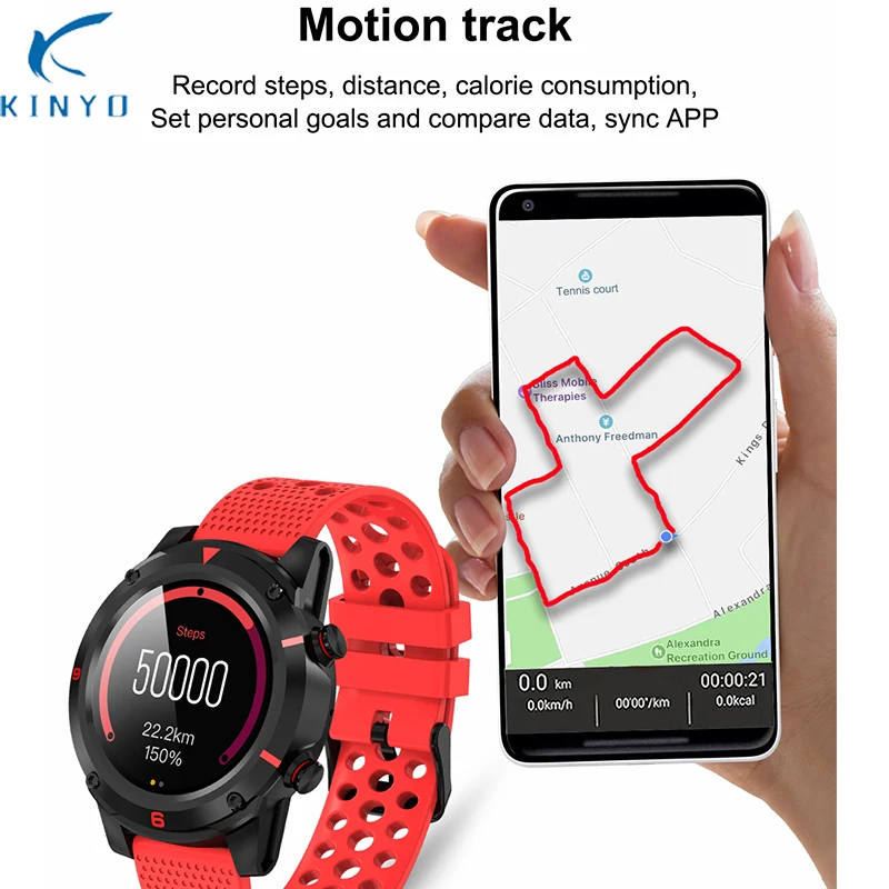 

kinyo sports fashion smartband watch GPS GLONASS fitness bracelet sport waterproof smart wristband men smartwatch