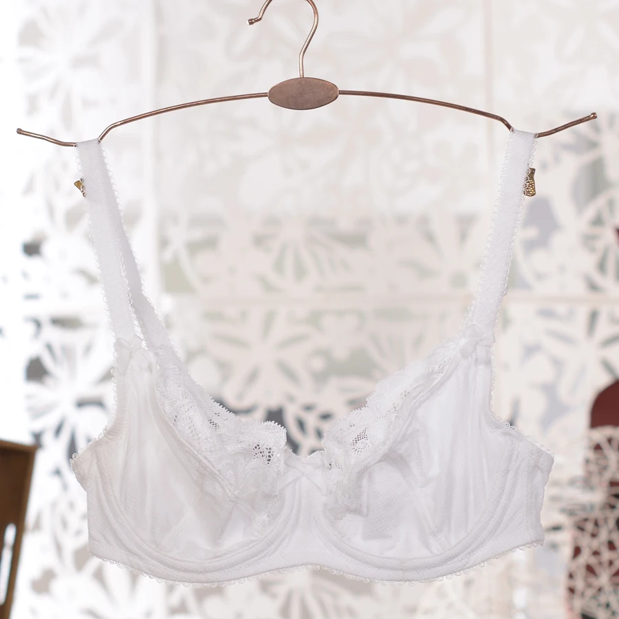 

Women's Full Figure Plus Size Bra Ultra Thin Cup Pretty Lace Decorated BH No Spillage Bralette For Big Breasted Women B C D G