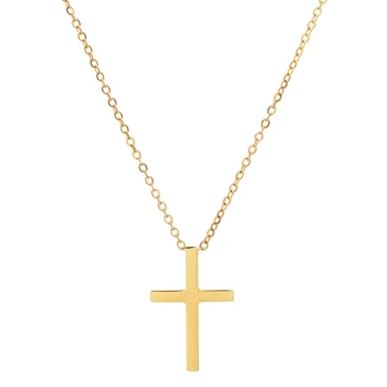 ZMZY New Christian Jewelry Handmade Thin Stainless Steel Cross Pendant Necklaces For Women Catholic Crucifix Collar Choker